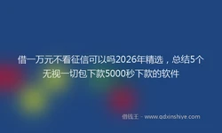 借一万元不看征信可以吗2026年精选，总结5个无视一切包下款5000秒下款的软件