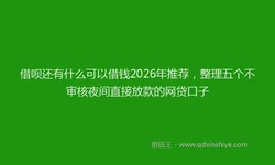借呗还有什么可以借钱2026年推荐，整理五个不审核夜间直接放款的网贷口子
