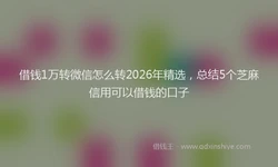 借钱1万转微信怎么转2026年精选，总结5个芝麻信用可以借钱的口子
