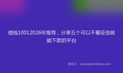 借钱10012026年推荐，分享五个可以不看征信就能下款的平台