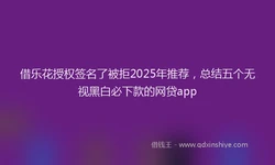 借乐花授权签名了被拒2025年推荐，总结五个无视黑白必下款的网贷app