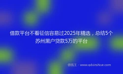 借款平台不看征信容易过2025年精选，总结5个苏州黑户贷款5万的平台