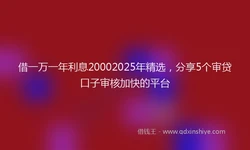 借一万一年利息20002025年精选，分享5个审贷口子审核加快的平台