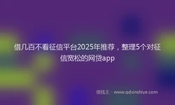 借几百不看征信平台2025年推荐，整理5个对征信宽松的网贷app