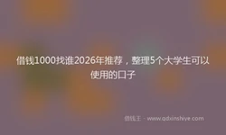 借钱1000找谁2026年推荐，整理5个大学生可以使用的口子