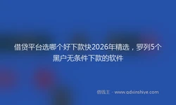 借贷平台选哪个好下款快2026年精选，罗列5个黑户无条件下款的软件
