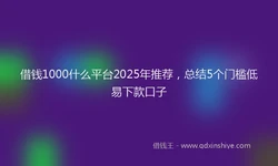 借钱1000什么平台2025年推荐，总结5个门槛低易下款口子