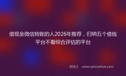 借现金微信转账的人2026年推荐，归纳五个借钱平台不看综合评估的平台