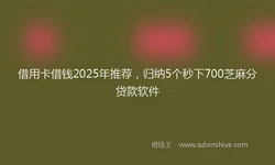 借用卡借钱2025年推荐，归纳5个秒下700芝麻分贷款软件