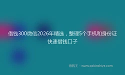 借钱300微信2026年精选，整理5个手机和身份证快速借钱口子