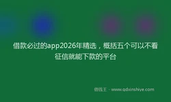 借款必过的app2026年精选，概括五个可以不看征信就能下款的平台