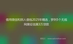 借用微信和别人借钱2025年精选，罗列5个无视网黑征信黑3万贷款
