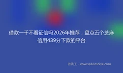 借款一千不看征信吗2026年推荐，盘点五个芝麻信用439分下款的平台