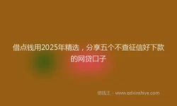 借点钱用2025年精选，分享五个不查征信好下款的网贷口子