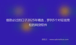借款必过的口子2025年精选，罗列5个对征信宽松的网贷软件