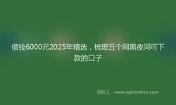 借钱6000元2025年精选，梳理五个网黑夜间可下款的口子