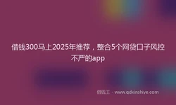 借钱300马上2025年推荐，整合5个网贷口子风控不严的app