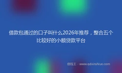 借款包通过的口子叫什么2026年推荐，整合五个比较好的小额贷款平台