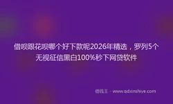 借呗跟花呗哪个好下款呢2026年精选，罗列5个无视征信黑白100%秒下网贷软件