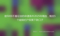 借5000不看征信的申请条件2025年精选，概括5个超级烂户双黑下款口子