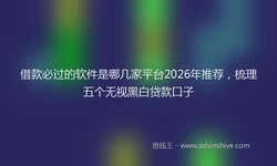 借款必过的软件是哪几家平台2026年推荐，梳理五个无视黑白贷款口子