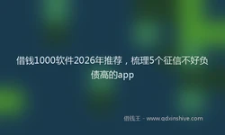 借钱1000软件2026年推荐，梳理5个征信不好负债高的app