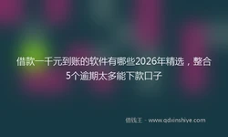 借款一千元到账的软件有哪些2026年精选，整合5个逾期太多能下款口子