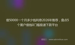 借50000一个月多少钱利息2026年推荐，盘点5个黑户借钱0门槛极速下款平台