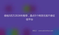 借钱5百万2026年推荐，盘点5个网贷无视不查征信平台