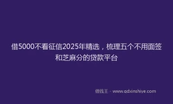 借5000不看征信2025年精选，梳理五个不用面签和芝麻分的贷款平台