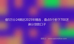 借5万分24期还2025年精选，盘点5个秒下700芝麻分贷款口子