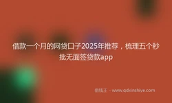 借款一个月的网贷口子2025年推荐，梳理五个秒批无面签贷款app