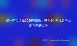 借一两百块钱2026年精选，整合5个无视黑户也能下款的口子