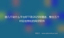 借几千块什么平台好下款2025年精选，整合五个对征信宽松的网贷软件