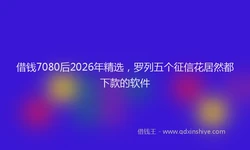 借钱7080后2026年精选，罗列五个征信花居然都下款的软件