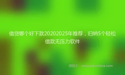 借贷哪个好下款20202025年推荐，归纳5个轻松借款无压力软件
