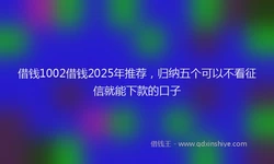 借钱1002借钱2025年推荐，归纳五个可以不看征信就能下款的口子