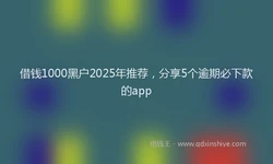 借钱1000黑户2025年推荐，分享5个逾期必下款的app