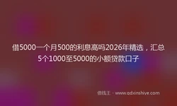 借5000一个月500的利息高吗2026年精选，汇总5个1000至5000的小额贷款口子