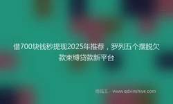 借700块钱秒提现2025年推荐，罗列五个摆脱欠款束缚贷款新平台