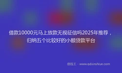 借款10000元马上放款无视征信吗2025年推荐，归纳五个比较好的小额贷款平台