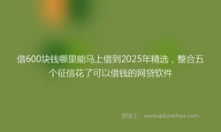 借600块钱哪里能马上借到2025年精选，整合五个征信花了可以借钱的网贷软件