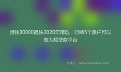 借钱30000最快2026年精选，归纳5个黑户可以做大额贷款平台