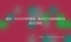 借钱一万元2026年推荐，盘点5个无视网黑征信黑3万贷款