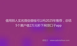 借用别人实名微信借钱可以吗2025年推荐，总结5个黑户借2万元秒下网贷口子app