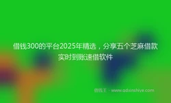 借钱300的平台2025年精选，分享五个芝麻借款实时到账速借软件