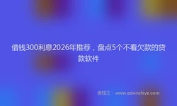 借钱300利息2026年推荐，盘点5个不看欠款的贷款软件
