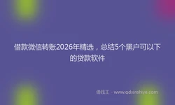 借款微信转账2026年精选，总结5个黑户可以下的贷款软件
