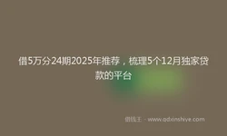 借5万分24期2025年推荐，梳理5个12月独家贷款的平台