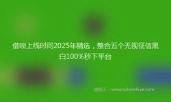 借呗上线时间2025年精选，整合五个无视征信黑白100%秒下平台